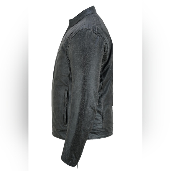 Men's Grey Motorcycle Leather Jacket. - Picture 4 of 5